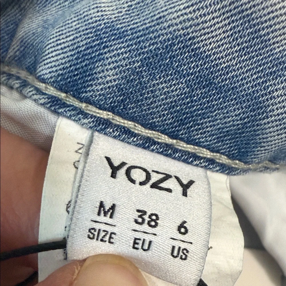 Yozy Blue Star Patch Women High Waist Wide Leg Jeans SKU1411 - Picture 15 of 16